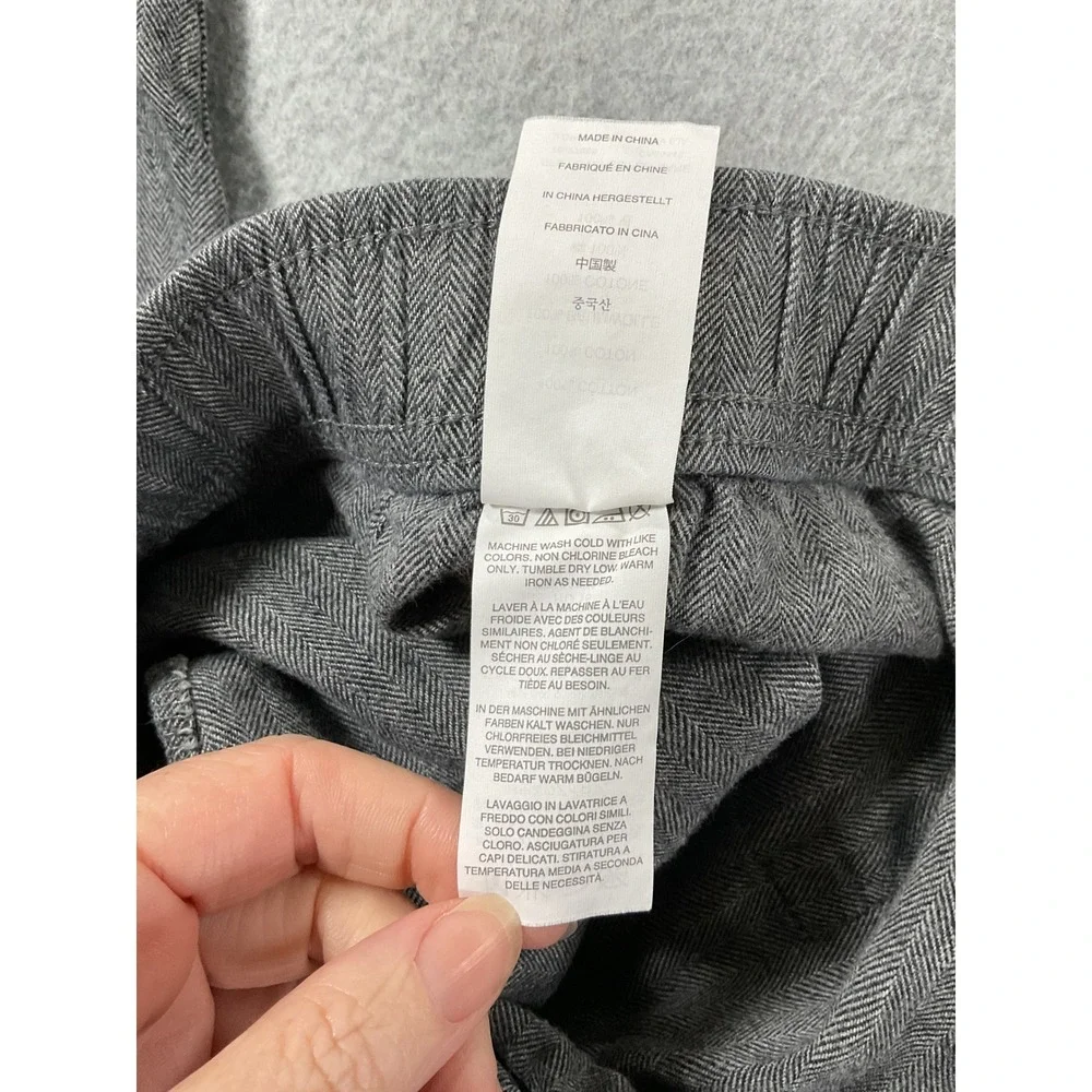 J.Crew Mens Grey Herringbone Cotton Lounge Pants Drawstring Joggers Size L #927